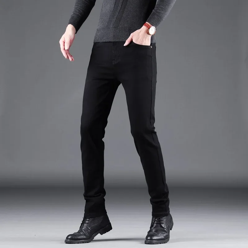 Business Casual Jeans Men Black Slim Fit Stretch Denim Trousers Male High Quality Luxury Pants Men Clothing