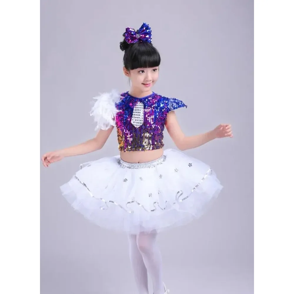 

Новые детские костюмы принцесс для выступлений, юбки для детей, платья для джаза и современного танца