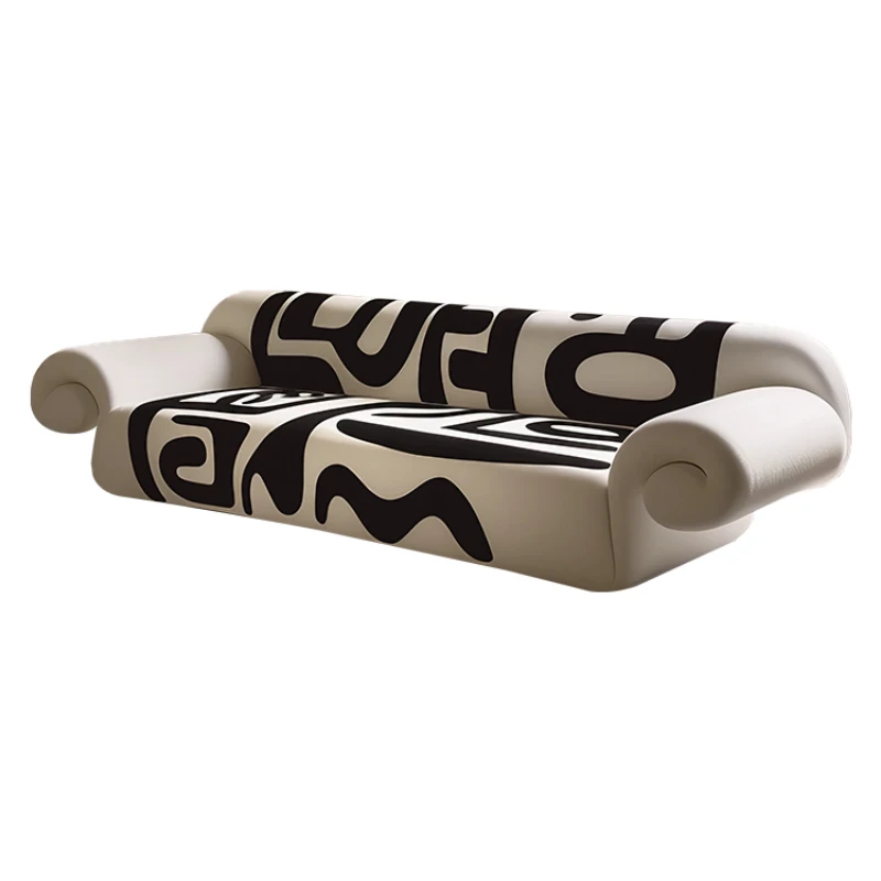 Art graffiti, fabric sofa, modern Italian style, minimalist furniture