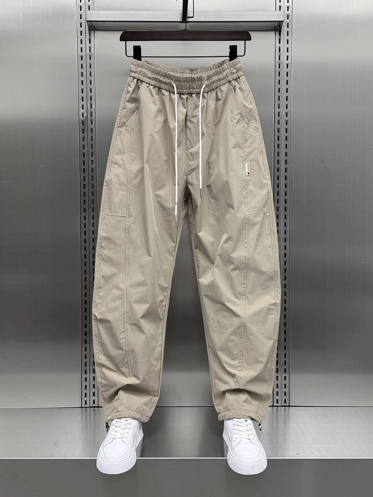 

Trendy Lightweight Punch Design Breathable Men's Summer 2025 High-End Feel Patchwork Qui Dry Workwear Pants Straight Leg