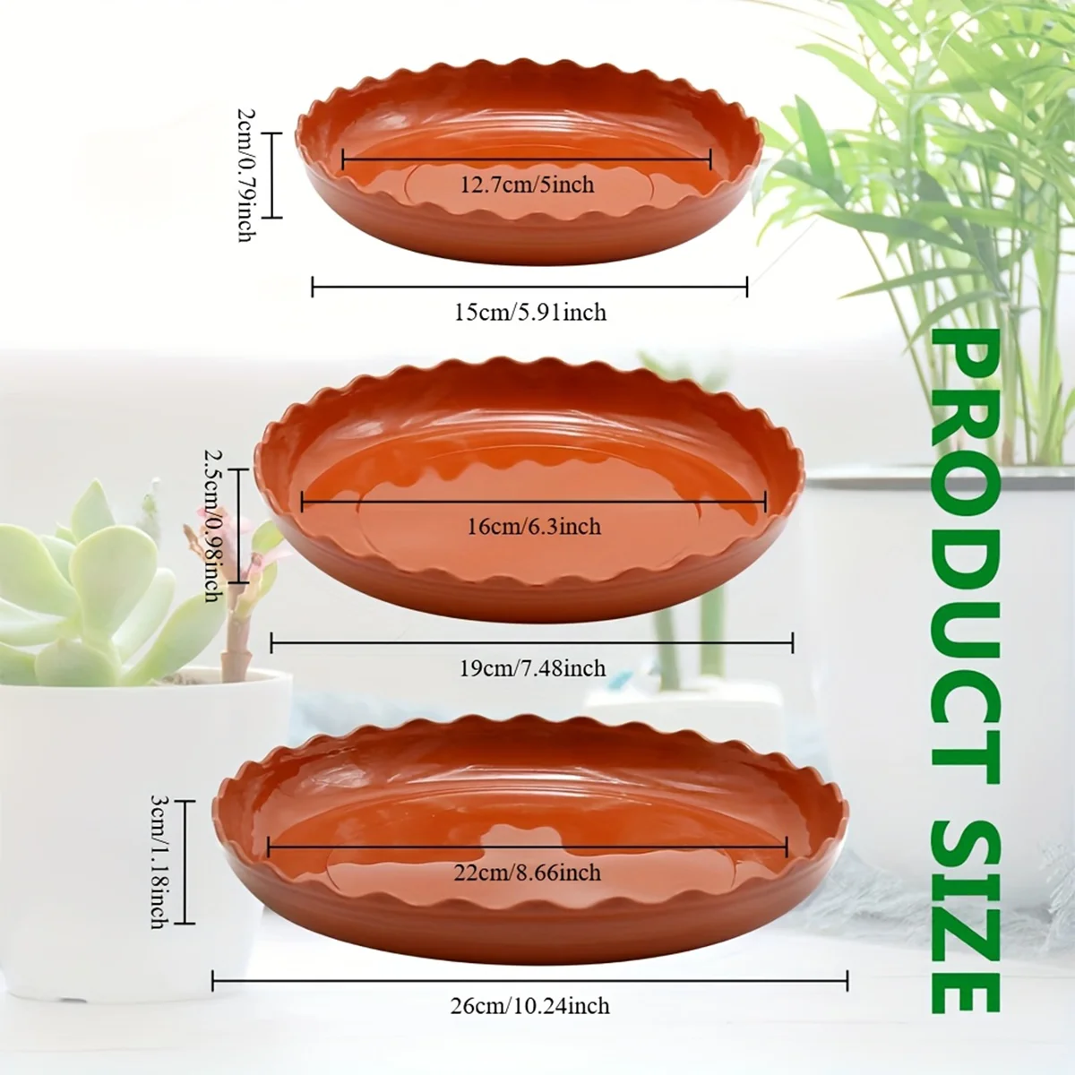 波型縁の植木鉢底皿 – 厚みのある丸型プラスチック製水受け皿 - Drip Tray Saucer のレビューと価格