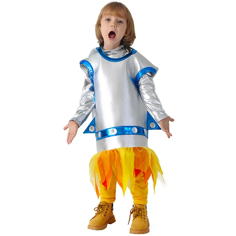 Kids Rocket Robot Costume Astronaut Performance Space Stage Dance Show Time Clothing Unisex Dance Clothes for Boy Girl