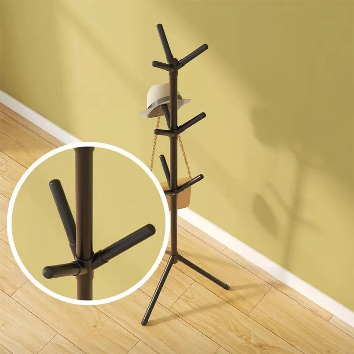 Vertical Bedroom Clothes and Hats Rack - Floor To Floor Coat Hook Tree Branch Shape Holder for Scarf Handbag Storage image 5