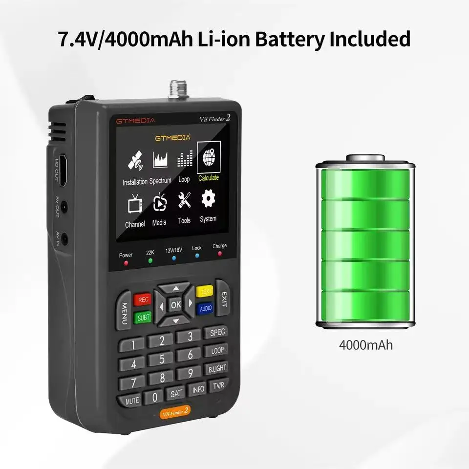 GTMEDIA V8 Finder2 + حقيبة مكتشف الأقمار الصناعية متر DVB-S/S2/S2X 1080P 3.5 بوصة عالية الوضوح TFT LCD شاشة H.264 4000mAh ليثيوم أيون #4