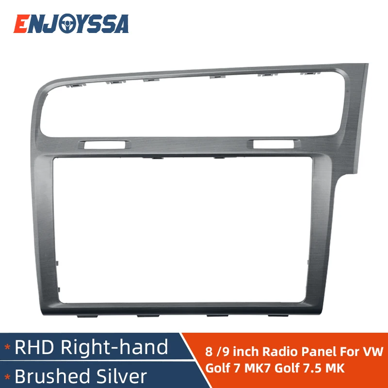 Right-hand Drive MIB Radio Frame For VW Golf 7 7.5 Screen Bezel 2 Din Radio Trim Panel 8/9 inch Brushed Silver Car Interior Part