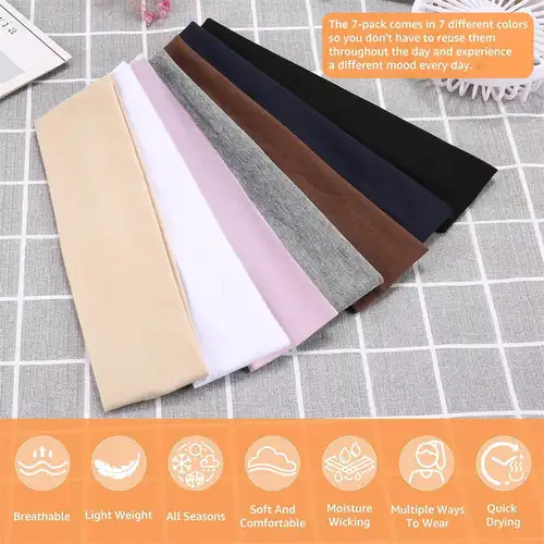 7PCS Elastic Sports Headbands For Women Stretchy Candy-Colored Hairbands Fashion Sweatbands For Fitness Yoga Running Cycling - Image 2