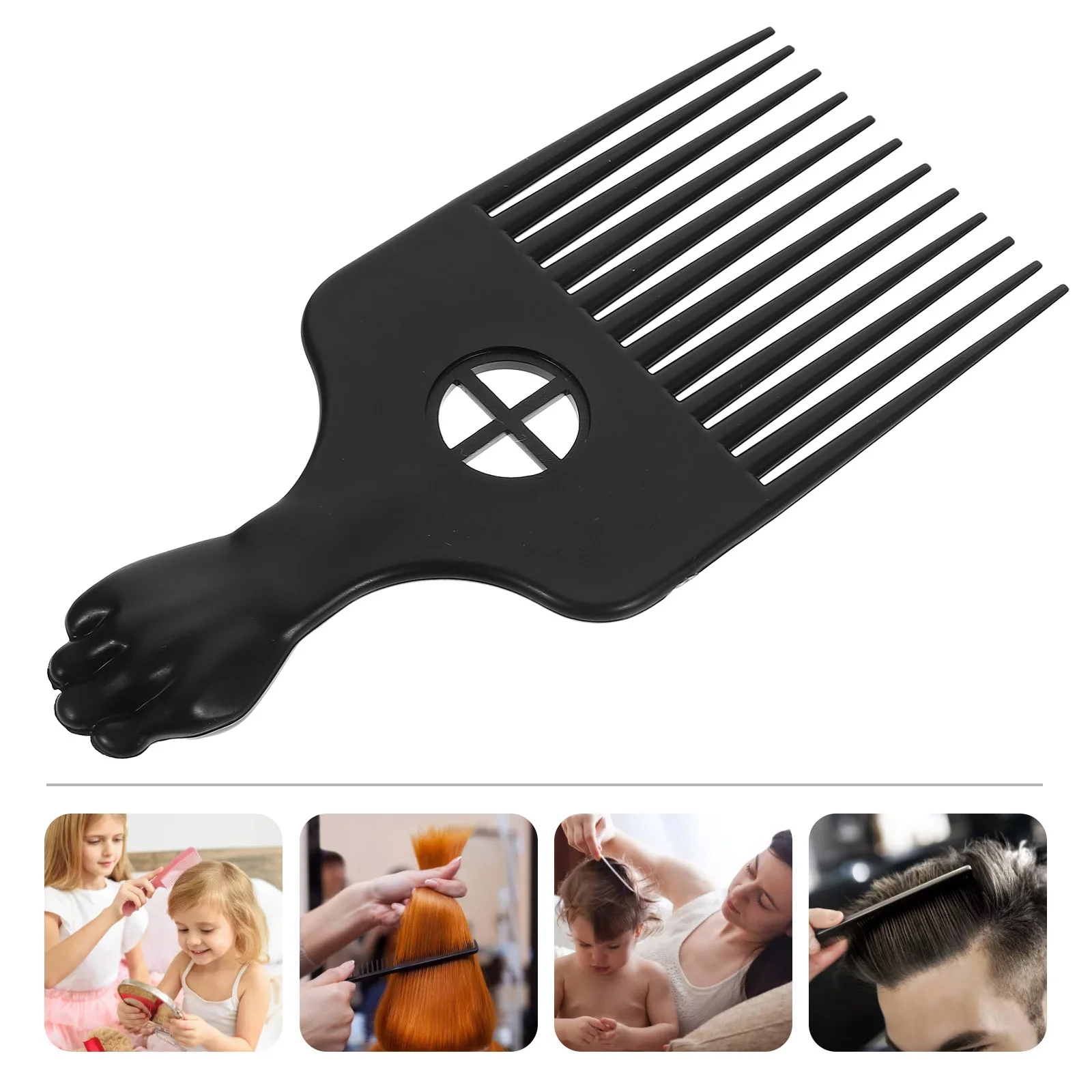 Hair Claw Clip Comb Beard Pick Plastic for Men Afro Household Black Curly Styling Tools Women's