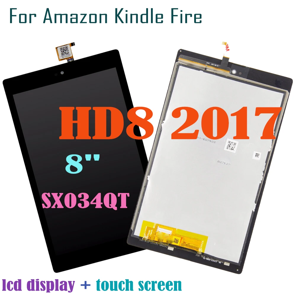 

8" LCD For Amazon Kindle Fire HD8 2017 HD 8 2017 7th Gen SX034QT LCD Display Touch Screen Digitizer Assembly Replacement