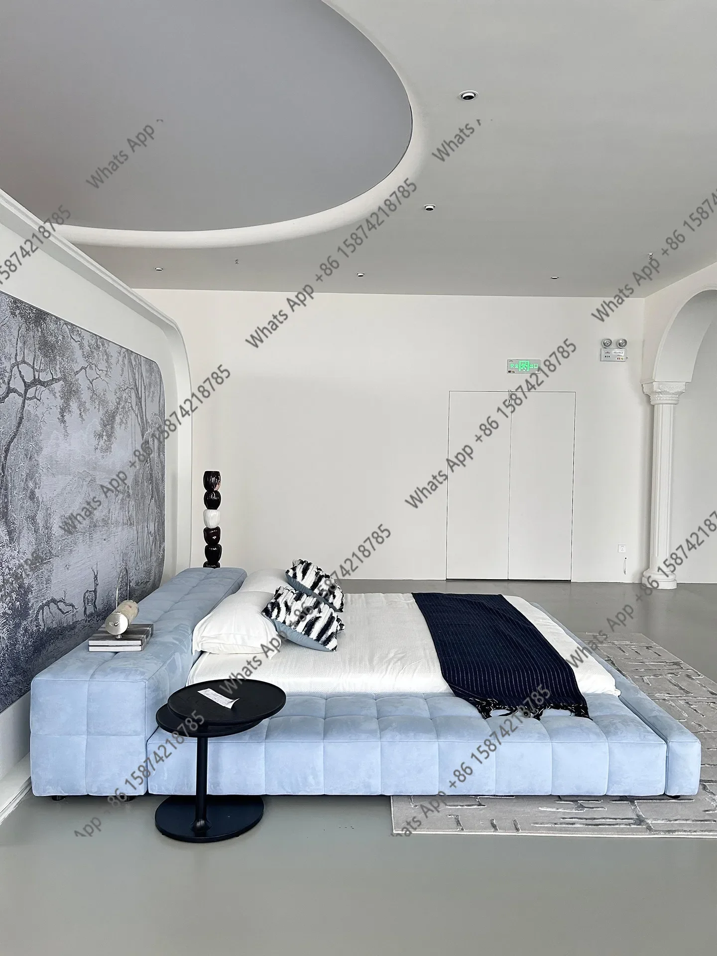 

X5 Italian Minimalist Designer High-end Checkered Rubik's Cube Large Apartment Master Bedroom Tatami Double Bed