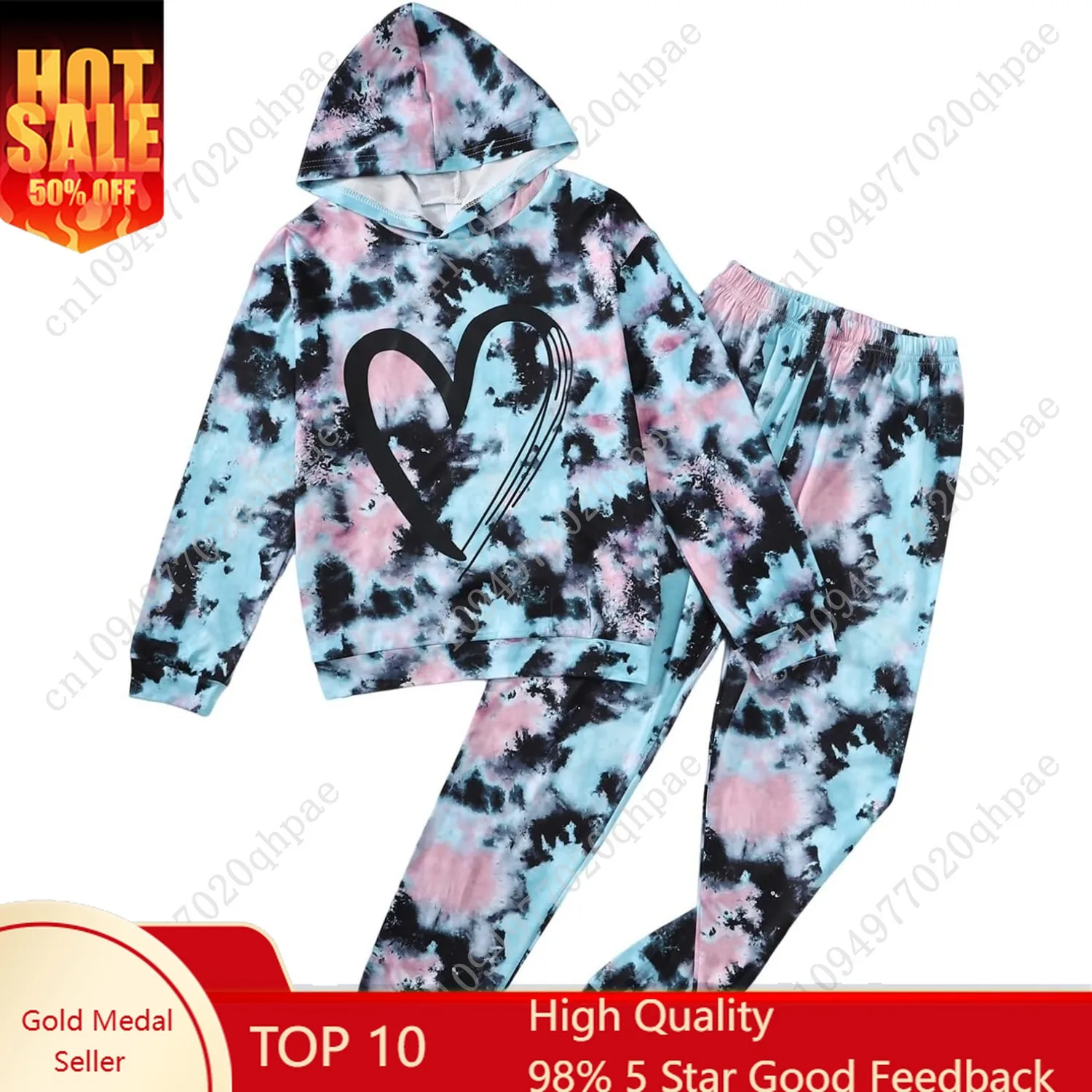 

Girls Clothes Tie Dye Hoodie Long Sleeve Sweatshirt Girls Fall Winter Causal Pant Outfits Set