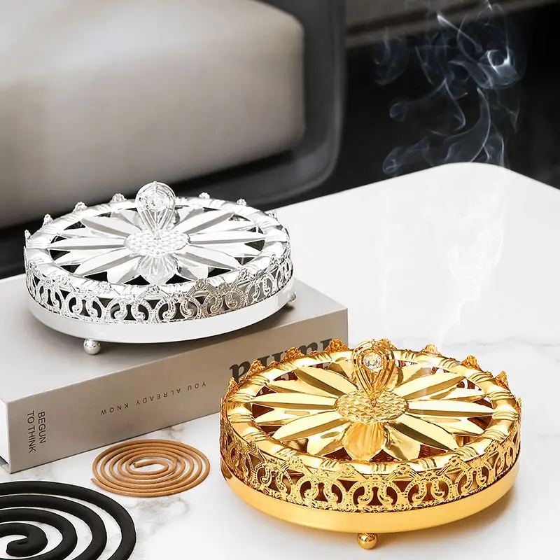 Retro Fireproof Mosquito-repellent Box, Simple Household Sandalwood Stand, Incense Burner with Cover, Creative