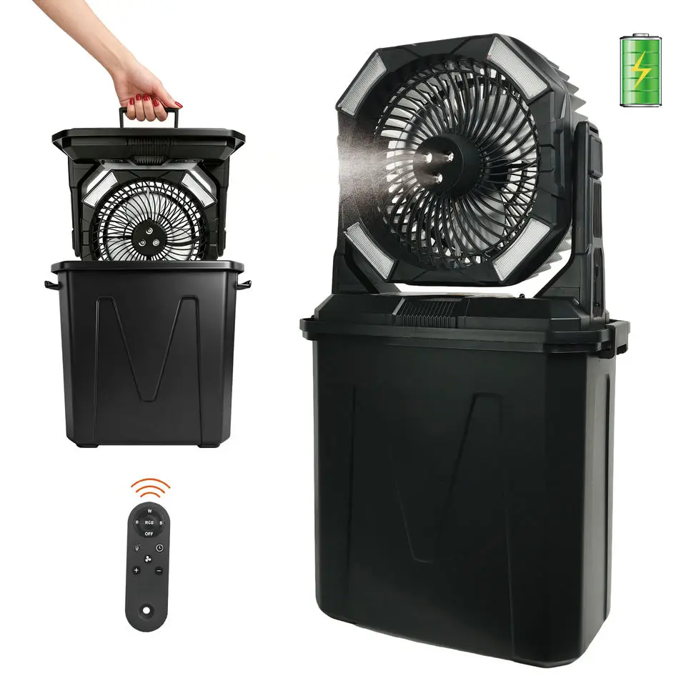 10L Portable Misting Fan 20000mAh Rechargeable Water Cooling Spray Fan with LED Light Outdoor Fan for Patio Camping Golf Terrace