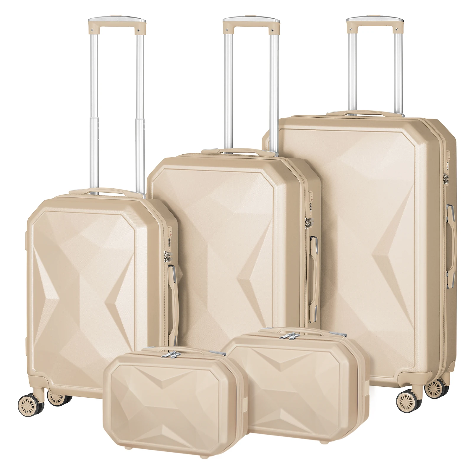 Hard Shell Suitcase Set, Bagagem de Embarque com TSA Lock, Viagem em Família, Negócios, 5 Pcs