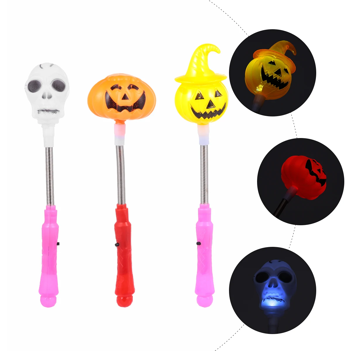 

3 Pcs Pumpkin Lantern Shakes The Stick Flashing Halloween Prop Creative Hand Sticks Man