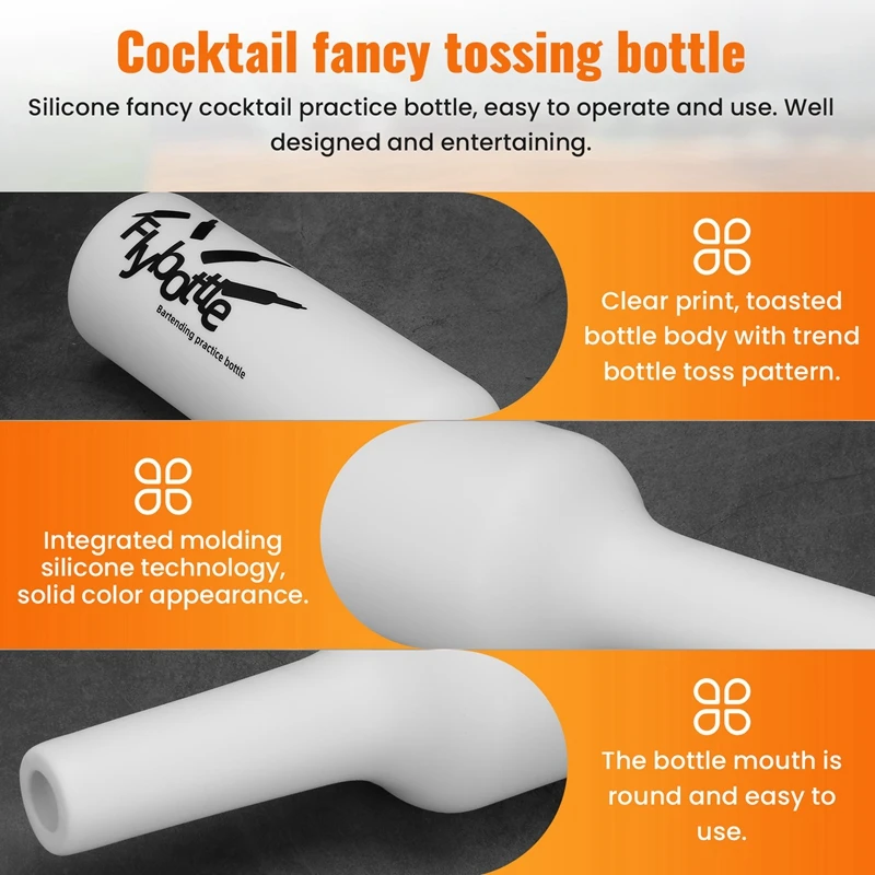 ●White Flair Bartender Bartending Practice Silicone Bar Pub Bottle Wine Cocktail Shaker