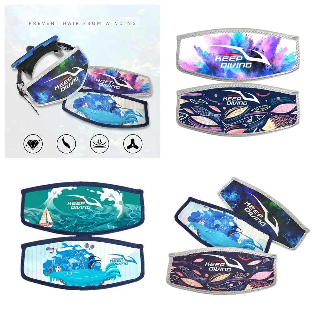 2 Pieces Waterproof Replacement Diving Mask Straps Cover Scuba Head Strap Swimming Long Hair Band Pad Accessories