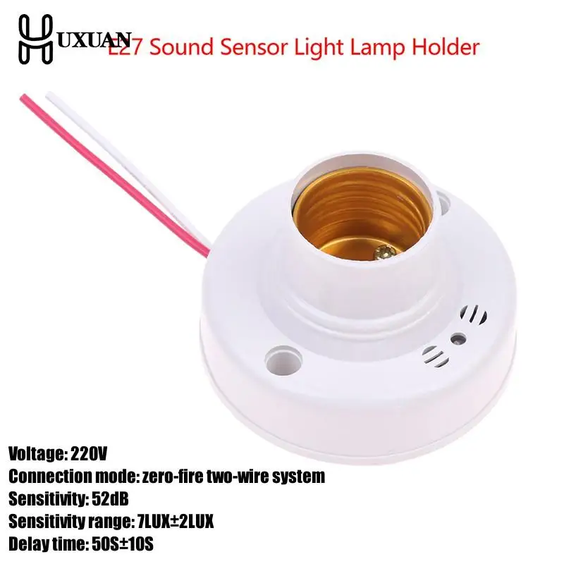 E27 Sound Sensor Light Lamp Holder 220V Stair Smart Auto On Off Light Voice Applaud Sound Control E27 Lamp Bulb Bases