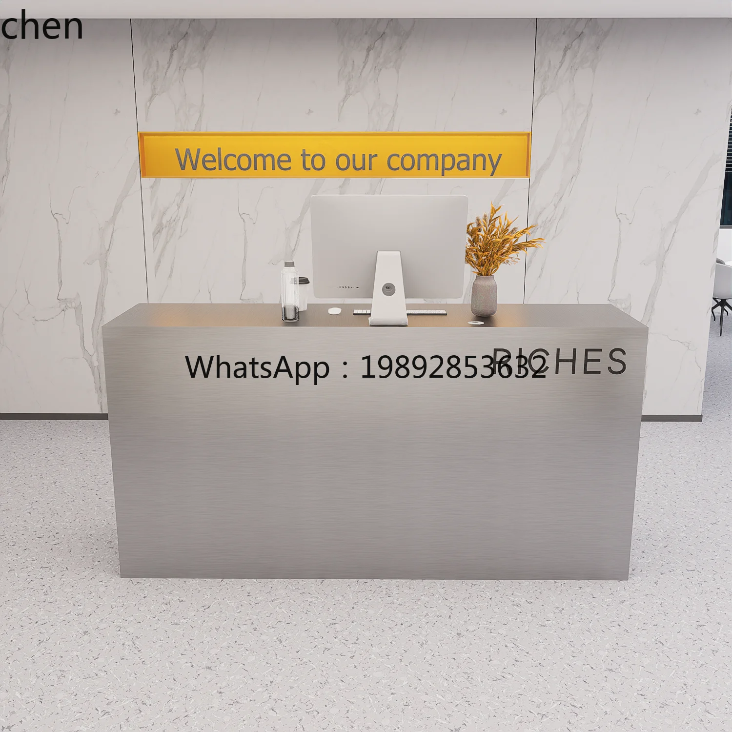 

Stainless Steel Clothing Store Cashier Desk Hair Salon Company Dance Reception Desk