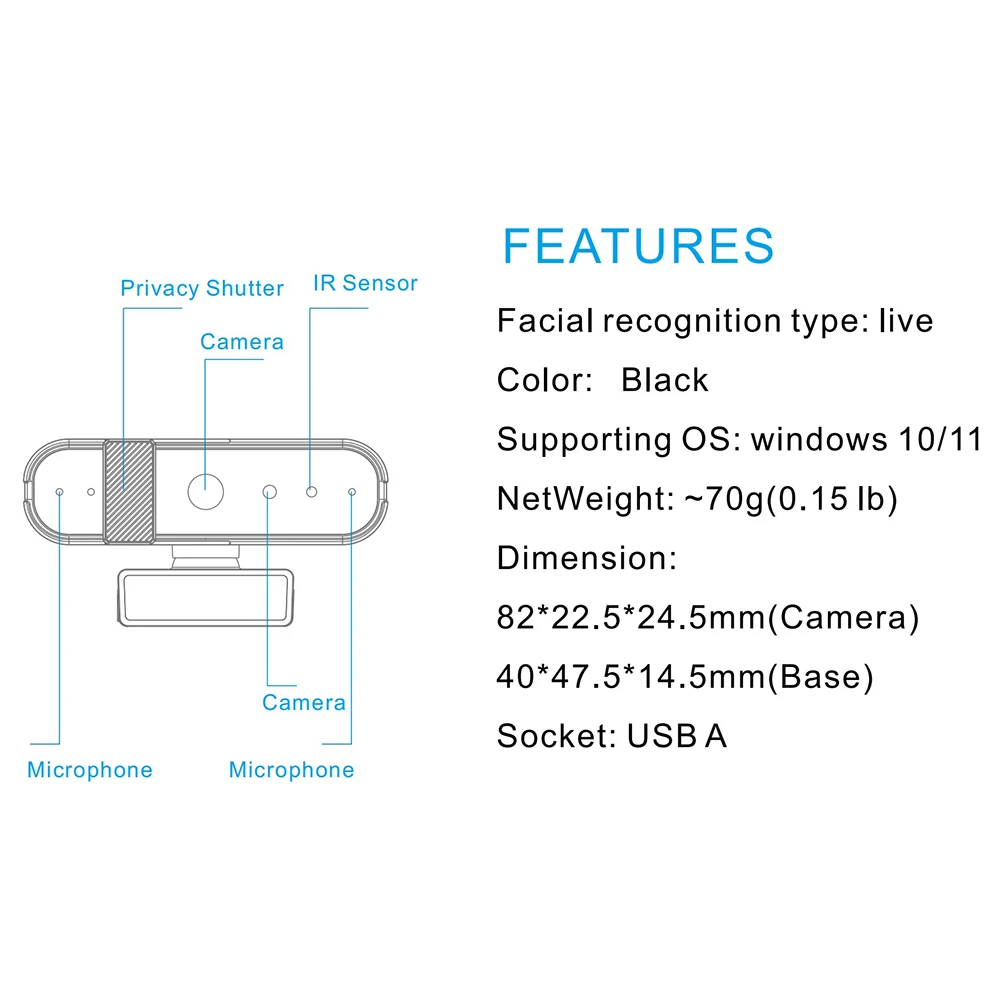 4K Webcam HD 1080P 30FPS USB Computer Web Camera Facial Recognition for Windows Hello Autofocus Web Camera for Windows Win10/11