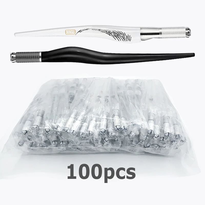 Wholesale 100pcs Permanent Makeup Manual Tattoo Microblading Pen Crystal Acrylic Tattoo Pen for dermografo micropigmentacion