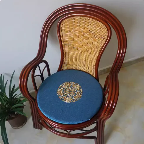 

Custom Embroidery Cotton Linen Chinese Round Seat Cushions Non-Slip Coffee Tea Chair Pads Comfortable Sitting Mats