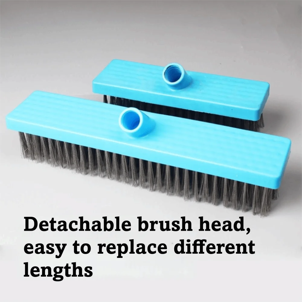 Long Handle Floor Wire Brush Heavy Duty Stainless Steel Deck Scrub Brush Rough Bristle Telescopic Handle Heavy Duty Wire Brush