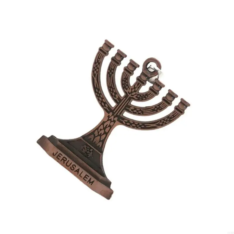 

12 Tribes of Israel Menorah Jewish 7 Branch Holder Keychain Jerusalem