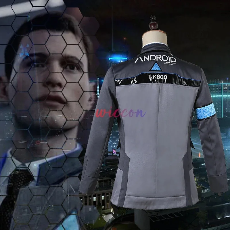 Костюм для косплея Спли Коннора, мужская куртка, белая рубашка, галстук RK800, пальто, полный комплект костюма для ролевых игр Костюм для косплея Спли Коннора, мужская куртка, белая рубашка, галстук RK800, пальто, полный комплект костюма для ролевых игр