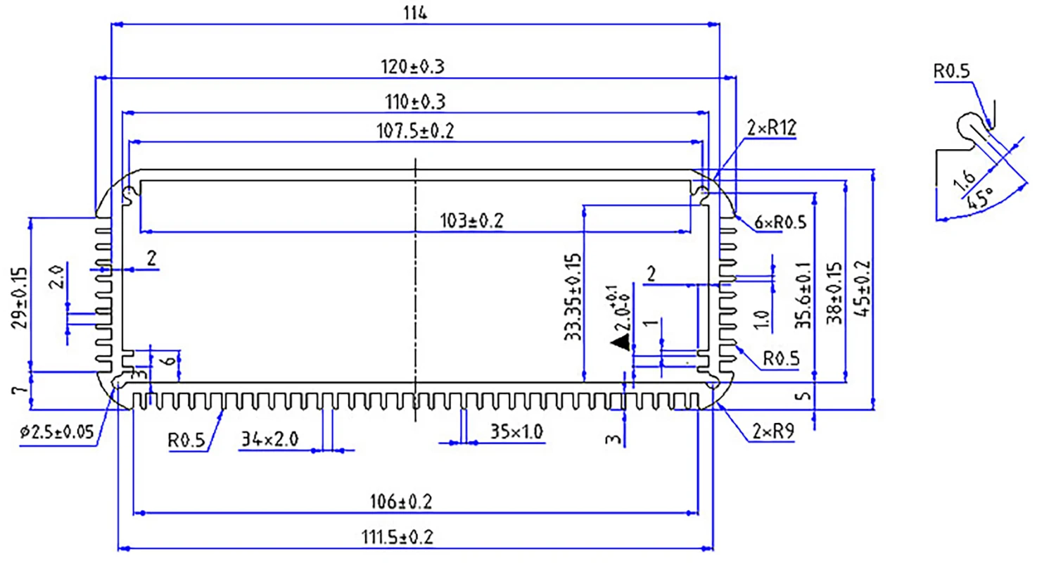 120*45 Aluminum Enclosure Shell With Heat Sink PCB Instrument Box DIY Electronic Project Case 120mm*45mm*150/200mm