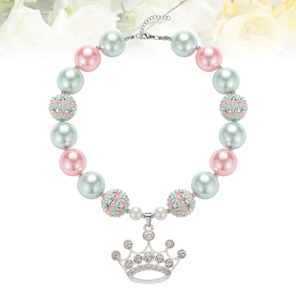 

Birthday Present Girl Chunky Beaded Necklace Bubble Gum Baby Pendant Kid Jewelry Child