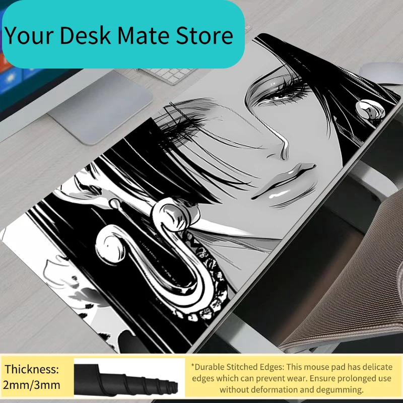 Anime Mouse Pad One Piece Boa Hancock Chinese Style Red Calligraphy Anime Gaming Mouse Pad Large Desk Mat