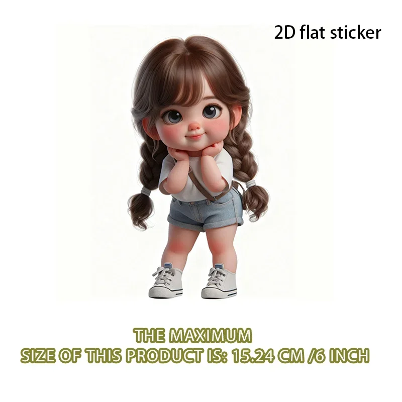 Cute Braided Girl Waterproof Vinyl Sticker Decal For Car Laptop Phone Water Bottle Motorcycle Wall Cup