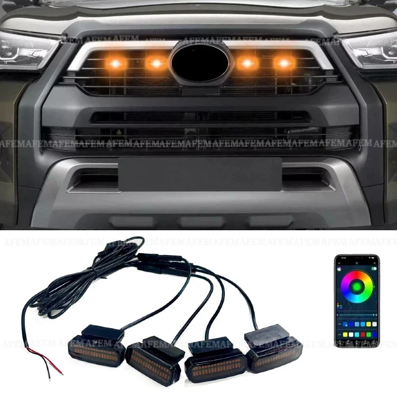 LED Front Grille Light For Toyota HiLux Car Daytime Running Light Wheel Eyebrow Lamp For Pickup Offroad 12V