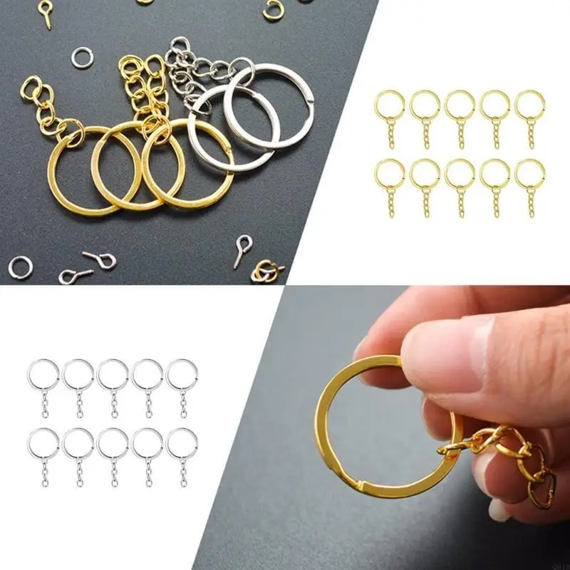 220 Pcs Diy Gold and Silver Flat Chain Open Ring Claw Extension Chain