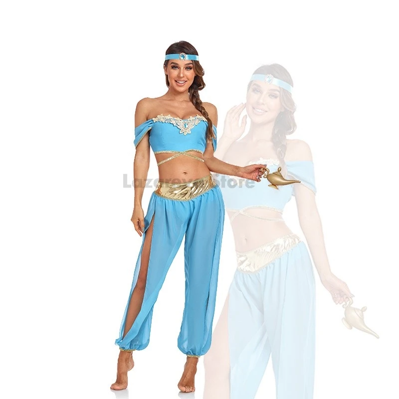 

Womens Belly Dance Princess Princesses Dancing Costume Carnival Festival Arabian Cospaly Costumes Romper Shiny for Halloween