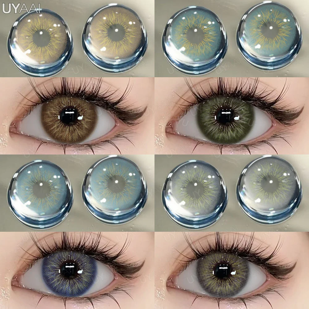 UYAAI 1 Paar natürliche Kontaktlinsen in brauner Farbe für Augen, blaue Augenlinsen, grüne farbige Pupillen, hochwertige Farbe