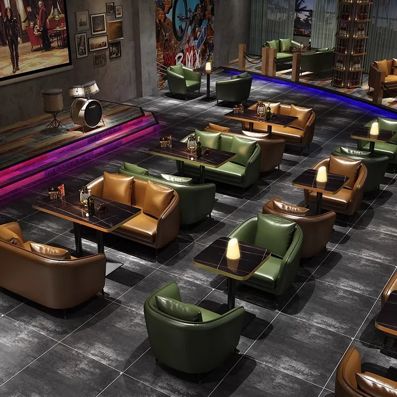 

Industrial Style Bar Clear Bar Cafe Sofa Booth Dessert Milk Tea Shop Bistro Music Restaurant Table And Chair Combination