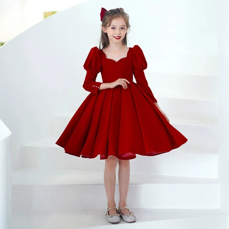Girls Velvet Gown F…