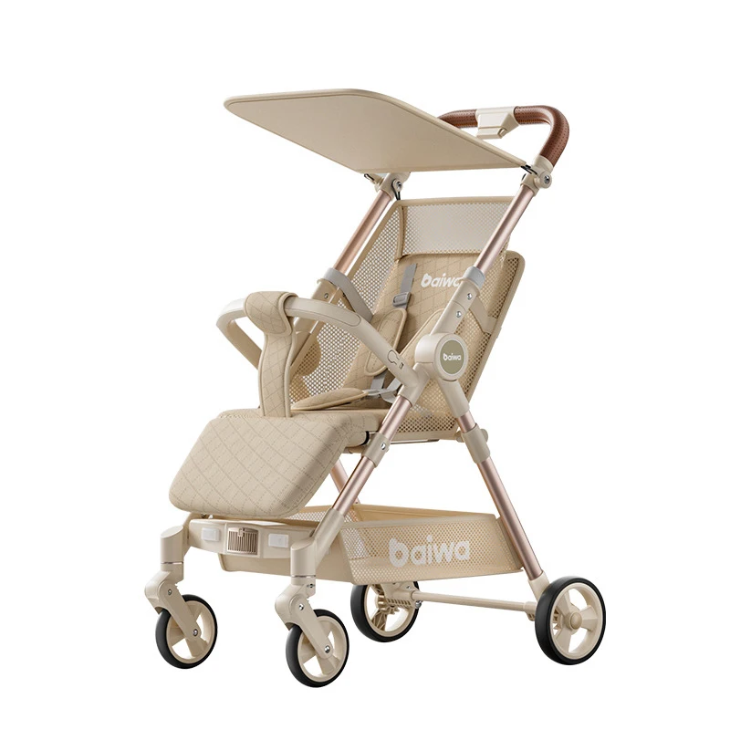 Light Luxury Travel Baby Stroller Can Sit or Lie Down Sunproof Travel Stroller High Landscape Adjustable Newborn Stroller