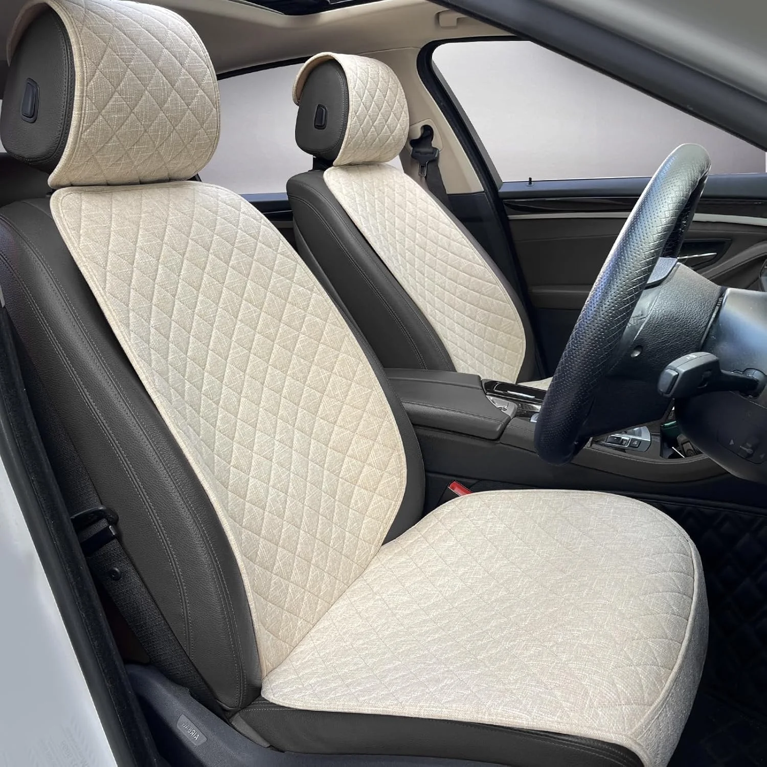 

Breathable Linen Car Seat Covers - Universal Fit for Cars, SUVs, Trucks - 2 Units in Beige