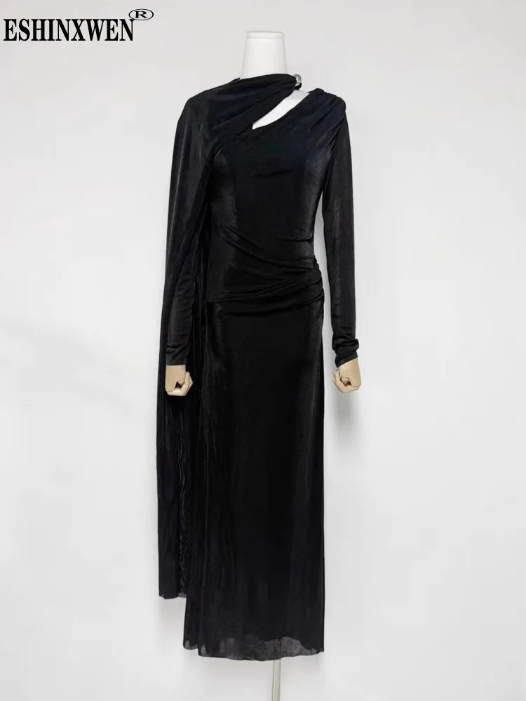 Black long sleeve maxi dress formal-AliExpress