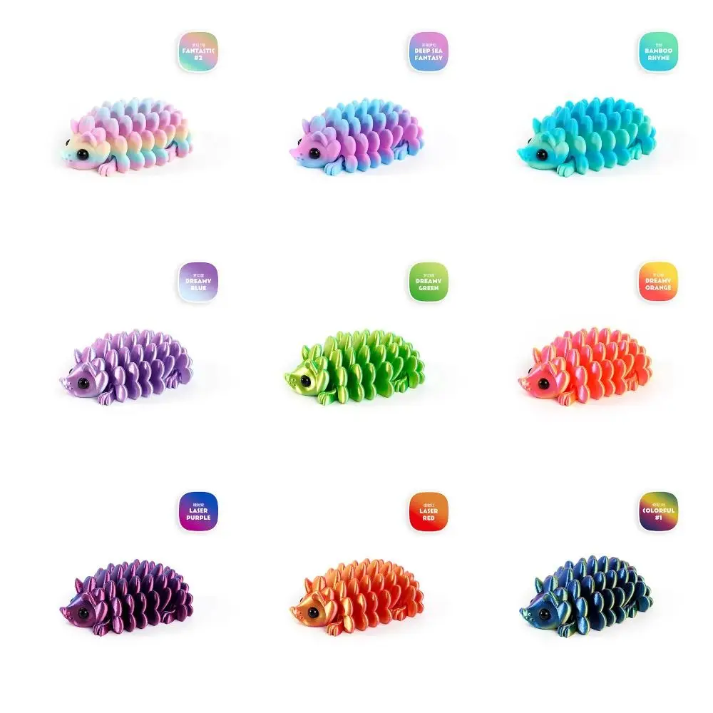 Figurine de hérisson imprimée en 3D, 2 pièces, pomme de pin, Structure articulée colorée, Figurine de hérisson simulée