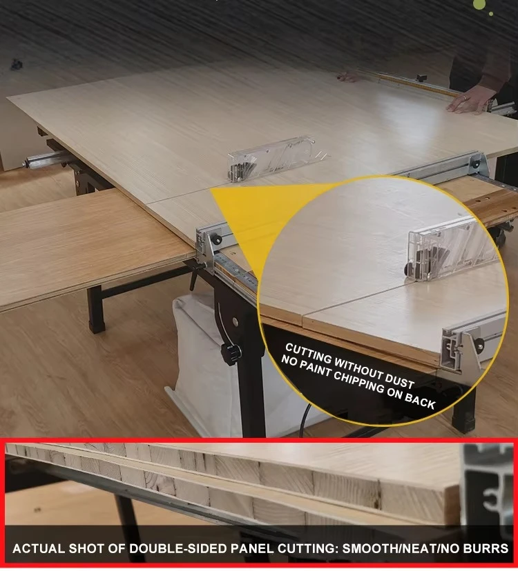 New 45 Degree Double Saw Wood Cutting Machine Dust-Free Mother Child Panel Saw Horizontal Style
