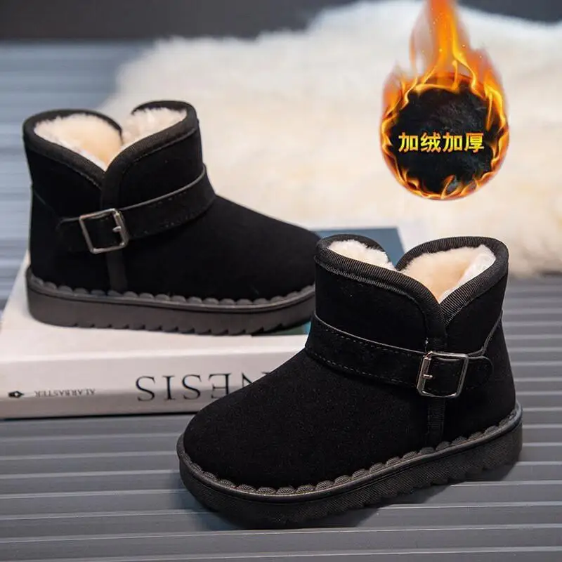 Kawaii Freizeitschuh Kinderschuhe Kinder Schneestiefel Winter Fleece gefüttert Dicke kurze Stiefel Baumwollschuhe Warme weiche Sohle Groß Niedlich