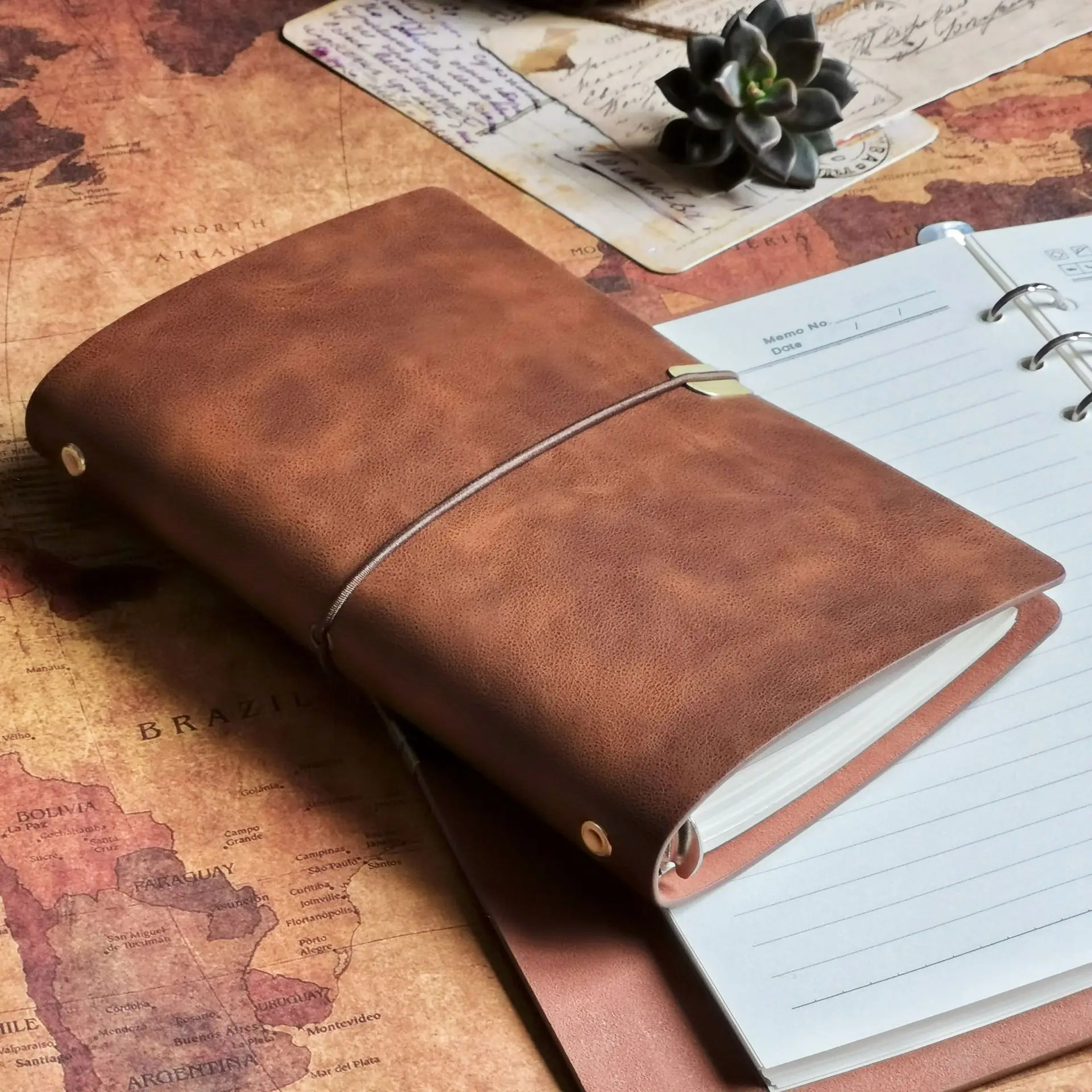 A6 TN Travel Notebook Cover Glossy Color Changing PU Leather Diary Journal Replaceable Refills Handmade String Closure Pocket Pl