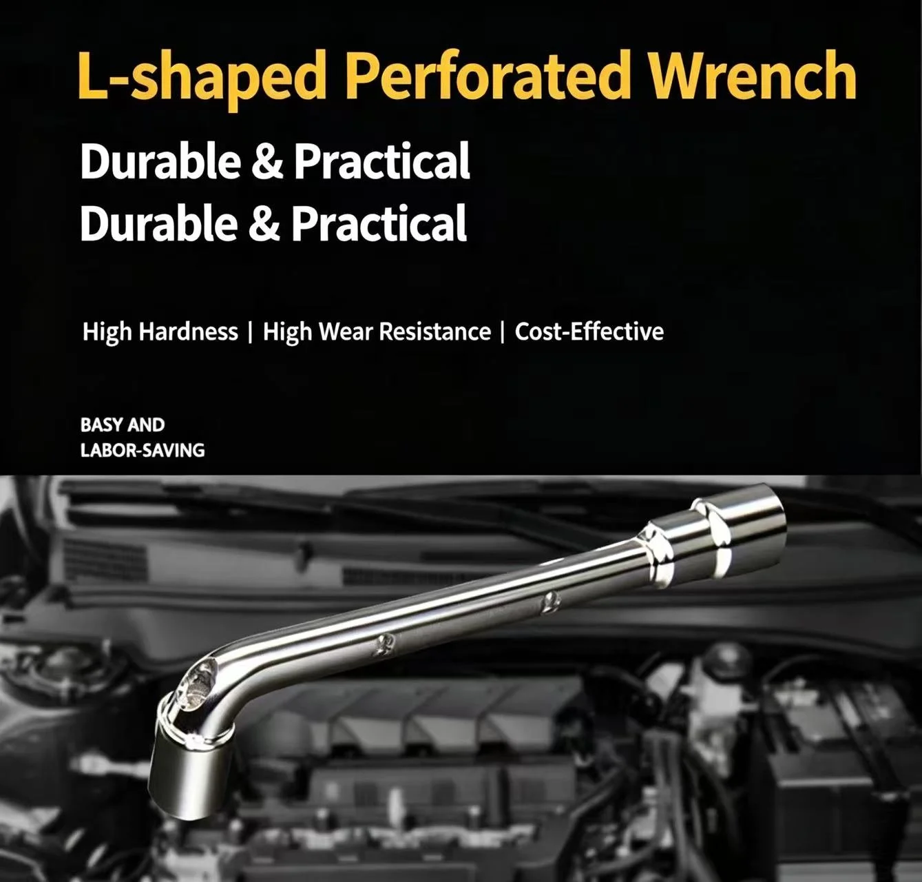 L-shaped Socket Wrench, Angled Through Hole Wrench, Pipe Style Auto Repair Double Head Hex Socket Wrench, Hardware Hand Tools