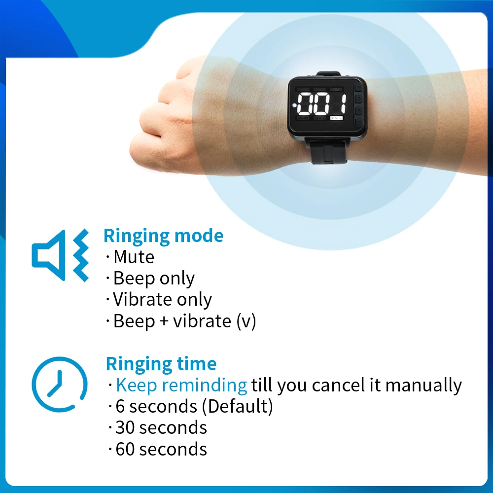 Imagem -04 - Ycall-wireless Pager Máquina para Restaurante Garçom Call Number System 10 Hookah Vibration Bell Button Hora do Relógio de Pulso para Café