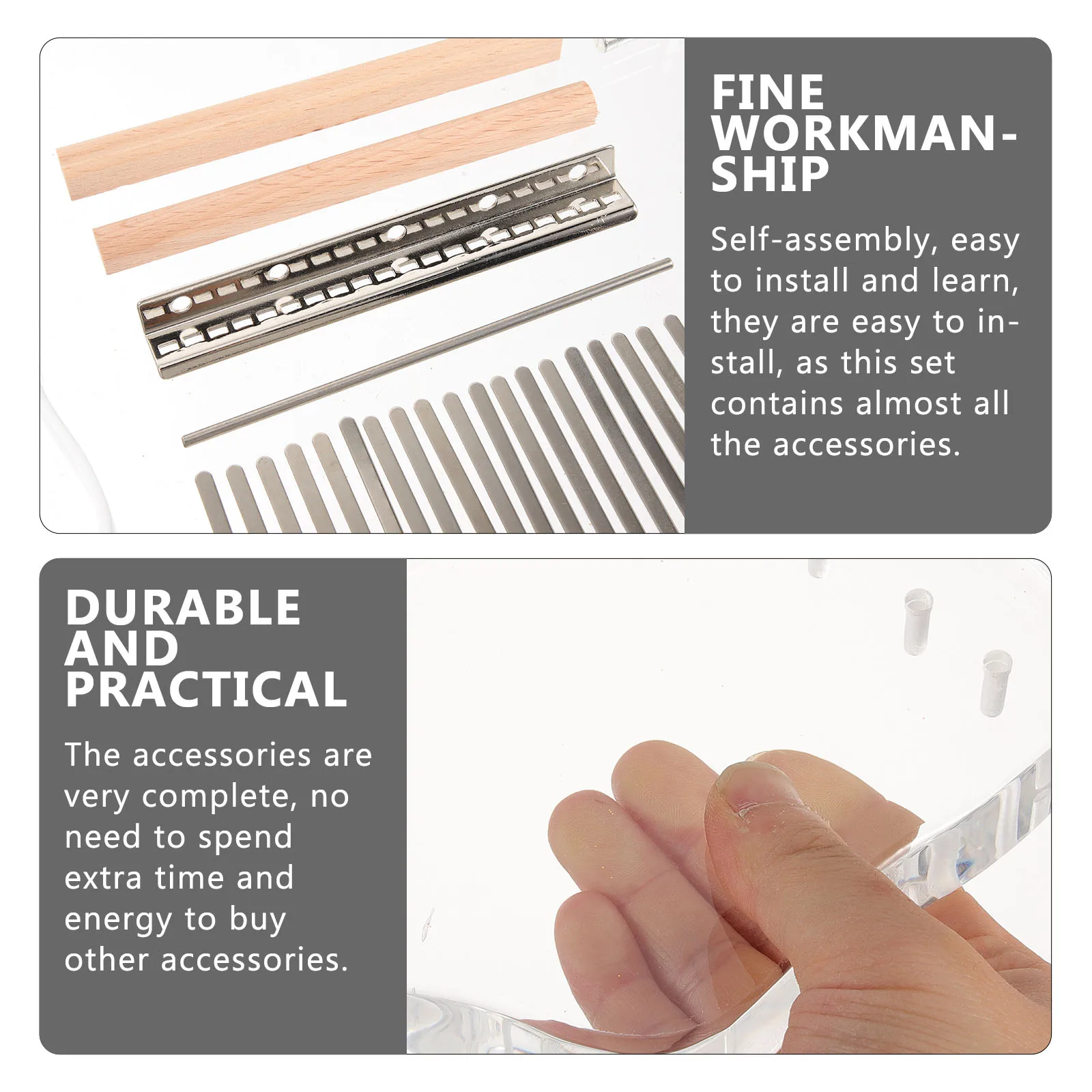

17 Keys Kalimba DIY Thumb Piano H made Parts Kit Accessories Replacement Clear Sound Easy Install Practice Performance Musical