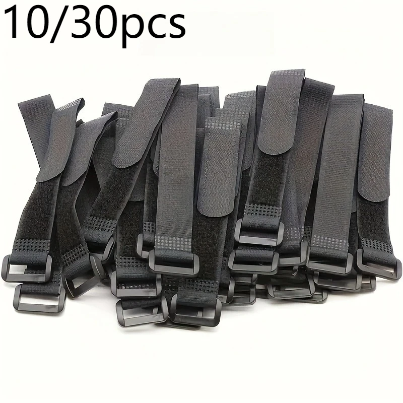 10/30pcs Heavy Duty Reusable Hook Loop Straps, Adhesive Tie for Cable Luggage Bike Camping Daily Binding Storage Organizer