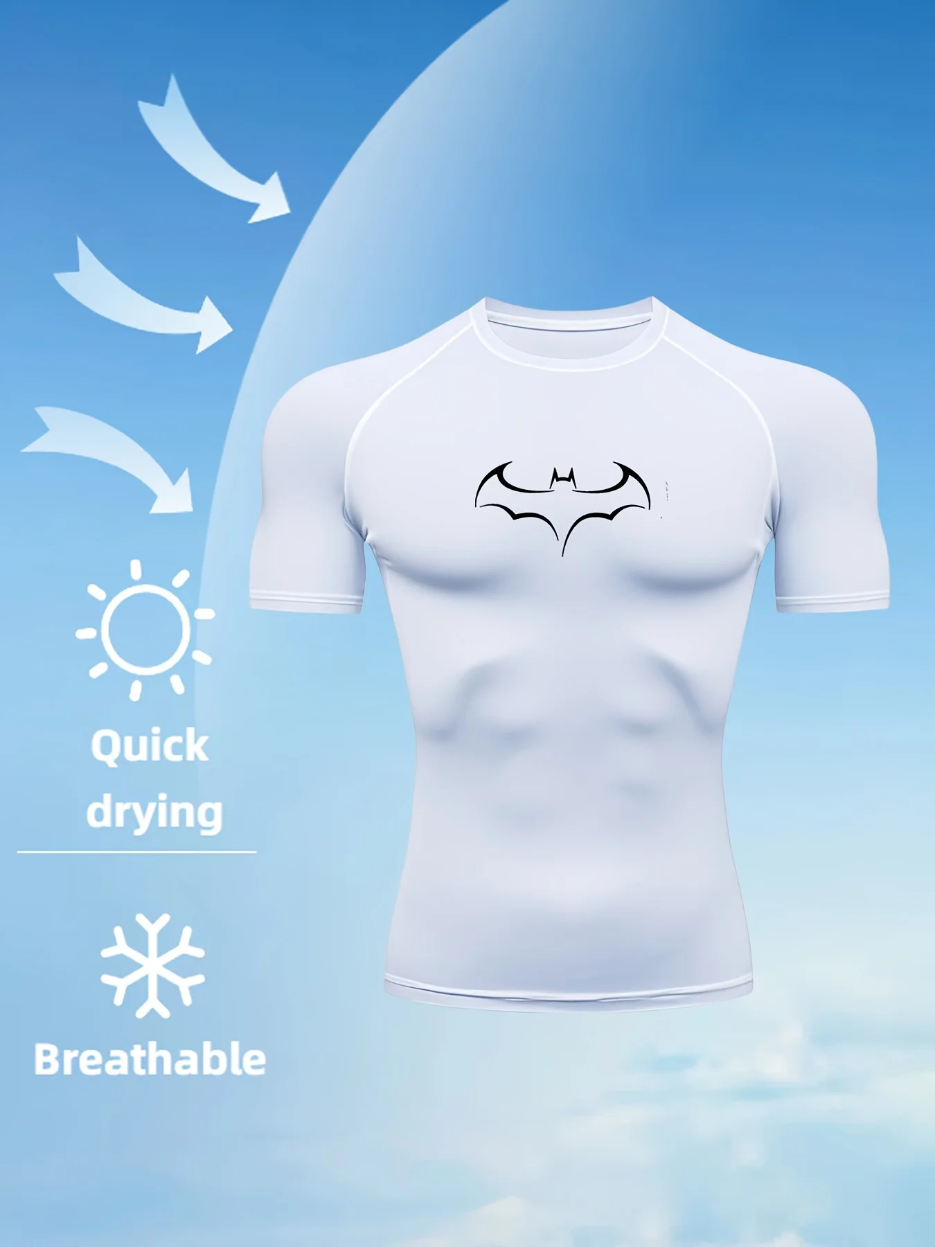 

Men's Quick-drying Compression Sweatshirt - Sweat-absorbing Breathable and Elastic Fabric Bat Geometric Pattern Design